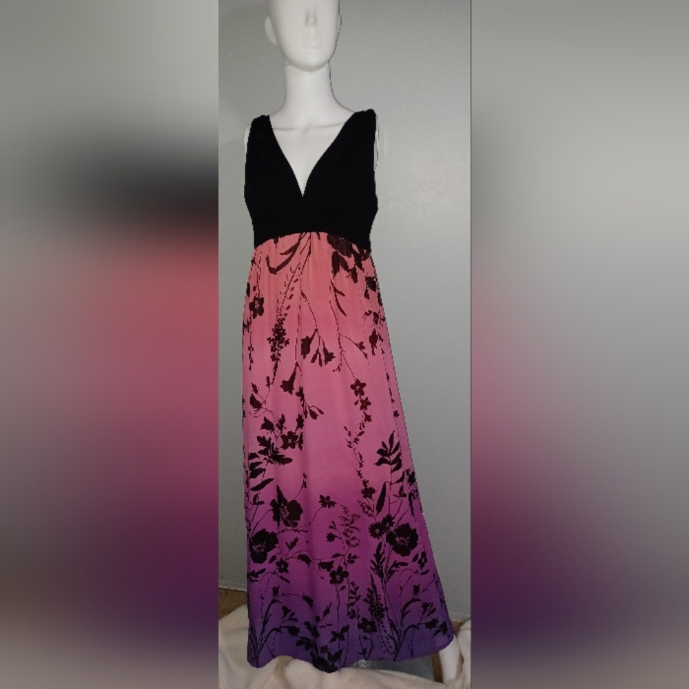 Floral Black and Pink Maxi Dress